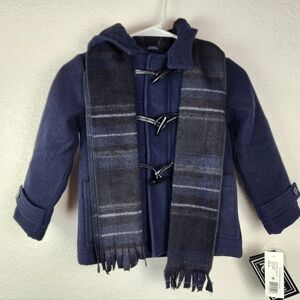 S Rothschild & Co Toddler Boys Hooded Toggle Coat With Scarf NWT 4T Midnight